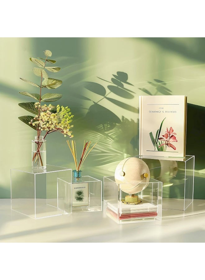 TPGP 6Pcs Buffet Risers, Food Risers for Buffet, Acrylic Boxes for Display Cube Riser Display Cases Acrylic Square Cube Display Base, Clear - Image 5