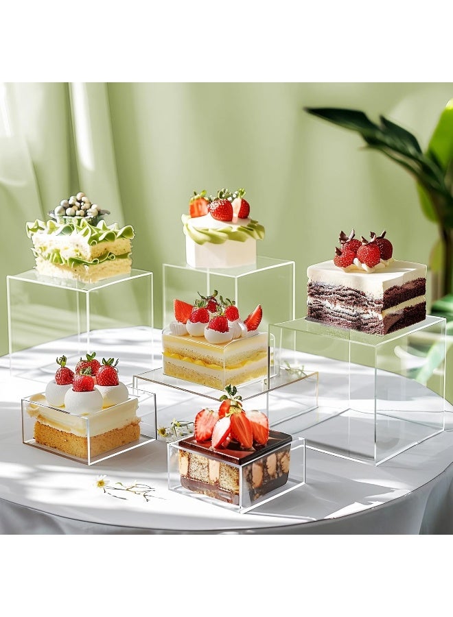 TPGP 6Pcs Buffet Risers, Food Risers for Buffet, Acrylic Boxes for Display Cube Riser Display Cases Acrylic Square Cube Display Base, Clear - Image 2