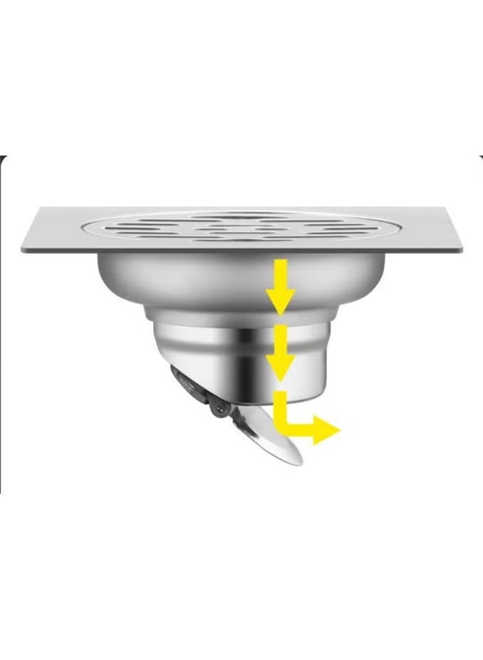 أنبوب تصريف مزيل العرق ، 2 قطعة غطاء تصريف أرضي مضاد للرائحة ، تصميم تصريف أحادي الاتجاه مقاوم للاهتراء ومضاد للتآكل ومضاد للانسداد مرشح مطبخ الحمام ، 10 سم * 10 سم - Image 4