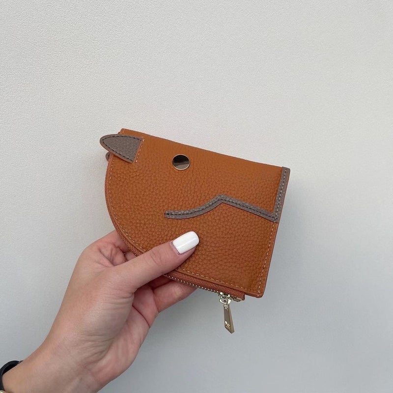 Ma Liu Yard Mini Coin Purse Genuine Leather Small Bag Top Layer Cowhide Small Wallet Card Case Key Case Coin Small Bag Soft Leather Curry
