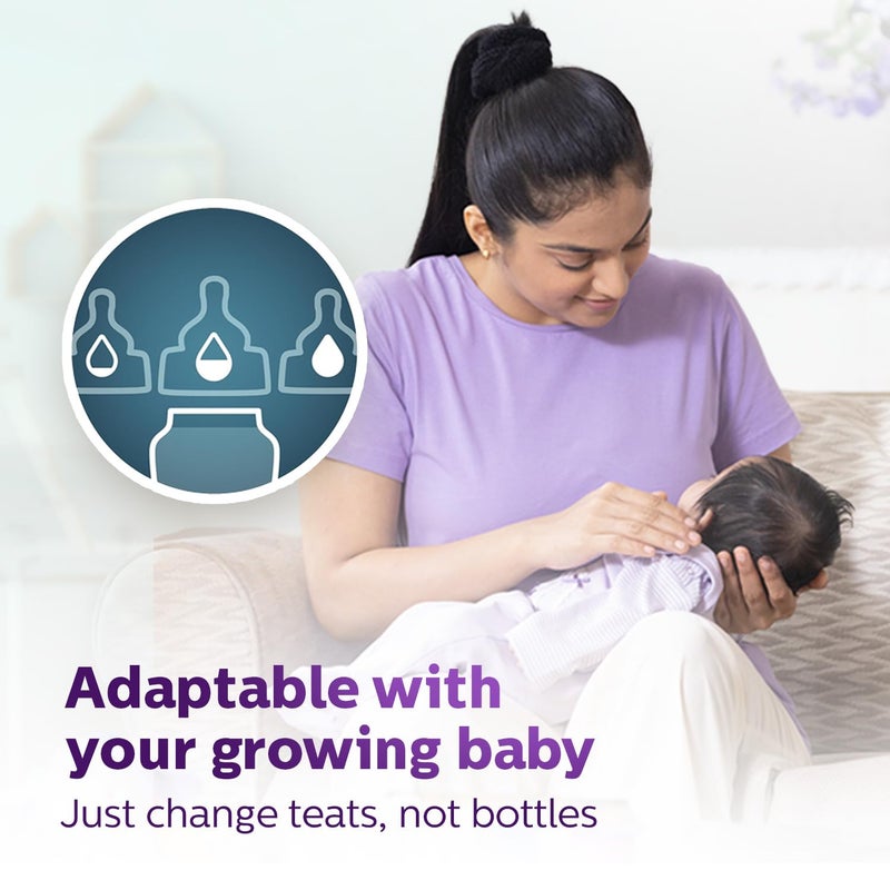 Avent Philips Avent Grow Plastic Feeding Bottle | Anti-Colic | Easy Fill,Easy Clean|BPA Free | with 6M+ Flow Teat | Made in India (330ml) (Penguine with Fishes) - Image 3
