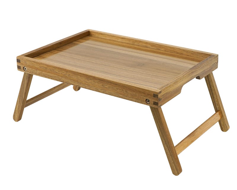 VaeFae VaeFae Acacia Bed Table Tray Wooden Breakfast Tray with Folding Legs Bed Tray for Eating and Laptop Eating Trays for Bedroom 
