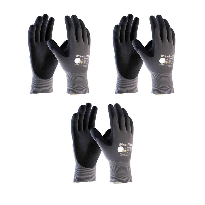 MaxiFlex قفازات العمل Maxiflex 34-874 Ultimate Nitrile Grip مقاس متوسط، 3 قطع - Image 2