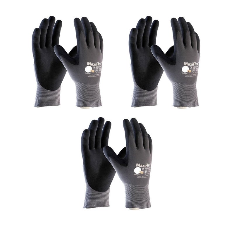 MaxiFlex قفازات العمل Maxiflex 34-874 Ultimate Nitrile Grip مقاس متوسط، 3 قطع - Image 1