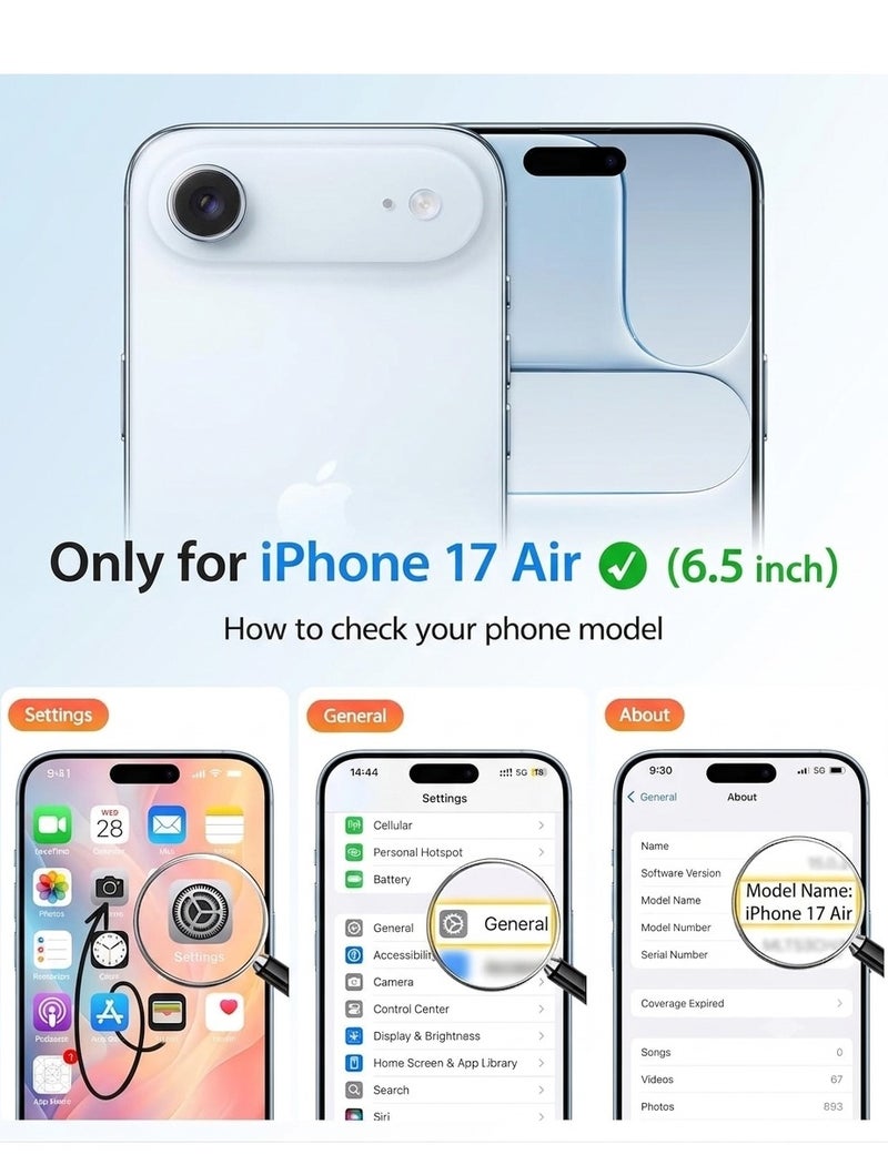 iPhone 17 Air Silicone Case with Design Grip Strap & Kickstand Soft Cover For iPhone 17 Air Vertical & Horizontal Stand Full Camera Protection Case For iPhone 17 Air 6.5-inch - Image 2