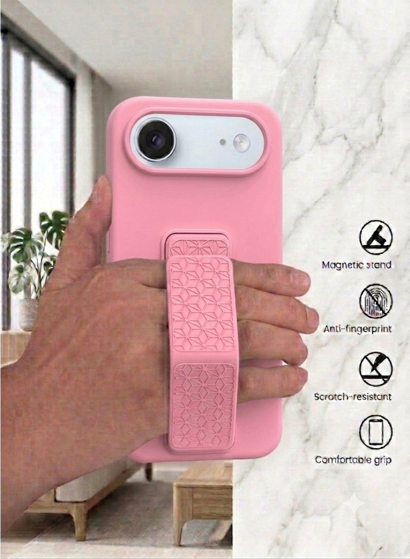 iPhone 17 Air Silicone Case with Design Grip Strap & Kickstand Soft Cover For iPhone 17 Air Vertical & Horizontal Stand Full Camera Protection Case For iPhone 17 Air 6.5-inch - Image 3
