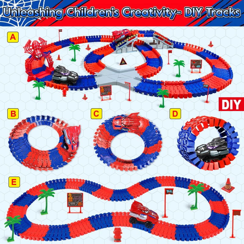 M SANMERSEN Spider Toys for Boys 4-6, 212 PCS Race Car Track for Kids Ages 4-8, Monster Truck 2+ Year Old Birthday Gift Toddler Cars Toy for 3+ Year Old Boy Girl - Image 3