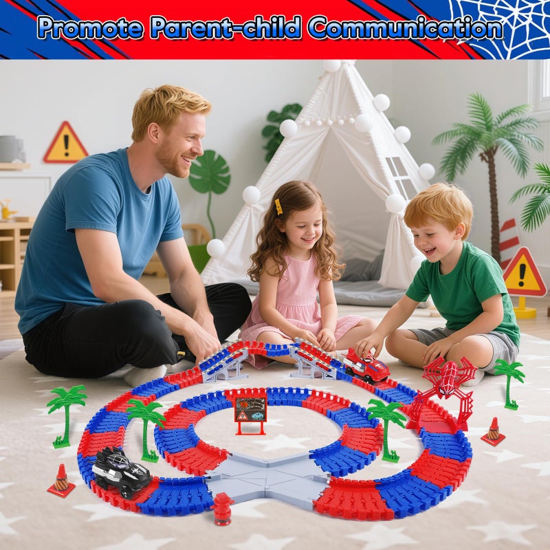 M SANMERSEN Spider Toys for Boys 4-6, 212 PCS Race Car Track for Kids Ages 4-8, Monster Truck 2+ Year Old Birthday Gift Toddler Cars Toy for 3+ Year Old Boy Girl - Image 5