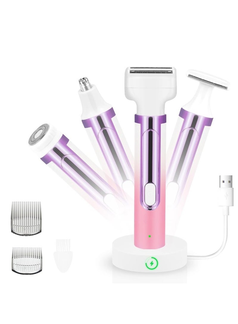 SYOSI Electric Bikini Trimmer, 4-in-1 Women's Trimmer, IPX6 Waterproof Epilator for Legs/Underarms/Eyebrow/Face/Nose/Bikini, Wet & Dry Painless Shaver for Women - Image 1