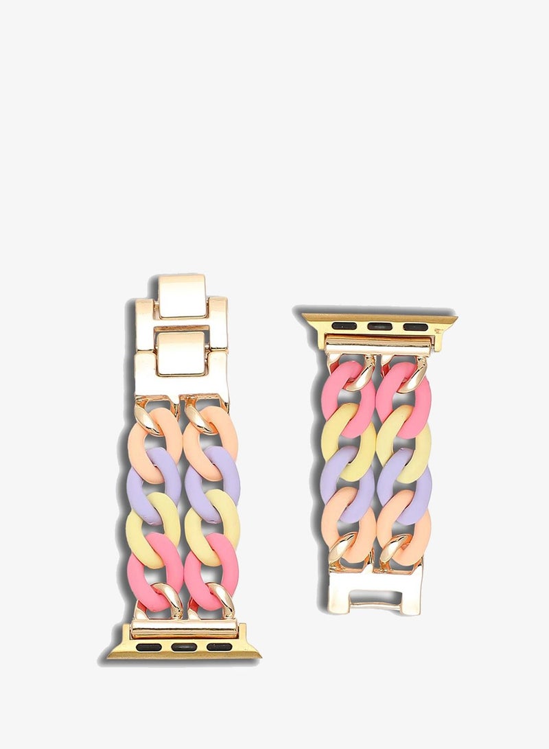 صوص هاوت سوار ساعة أبل بالتصميم سادة من أكريليك للنساء | 42mm/44mm/45mm - Image 4