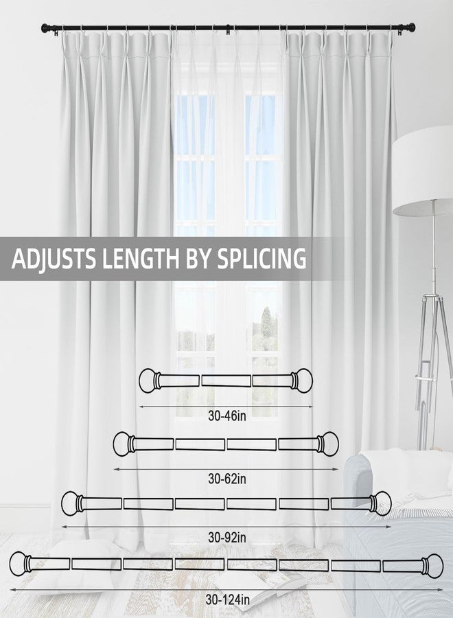 Thestoa 2 pack Black Curtain Rods for Windows 66 to 120 inch, 5/8" Diameter Small Curtain Rods for Bedroom, Living Room, Kitchen, Outdoor, Farmhouse，with Command Hooks for Curtain Rod Black - Image 5