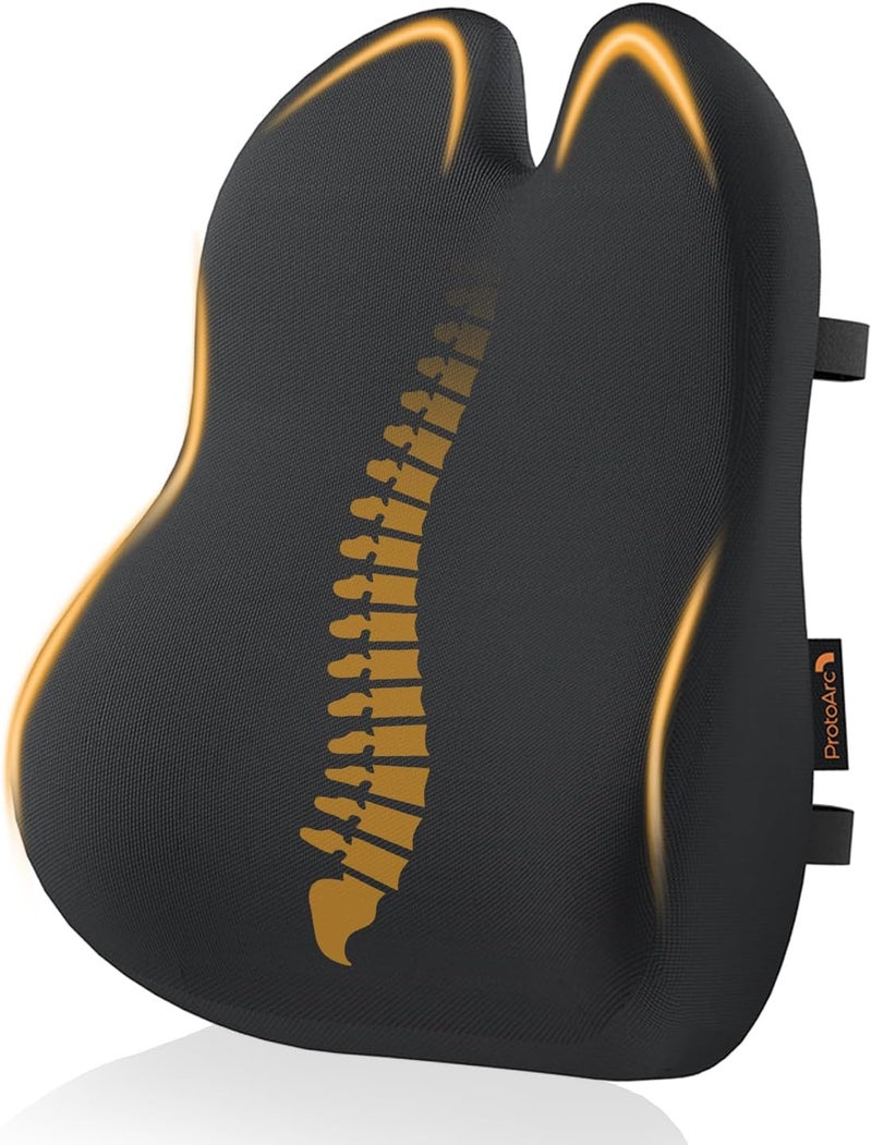 ProtoArc Lumbar Support Pillow for Office Chair, Memory Foam Back Support Pillow for Lower Back, Lumbar Cushion Desk Chair Back Cushion, Ergonomic Back Rest for Chair, Car, Home - Black - Image 1