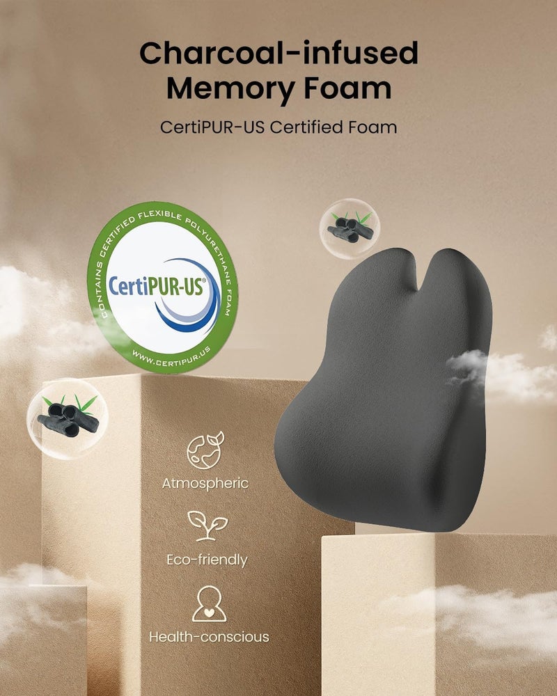 ProtoArc Lumbar Support Pillow for Office Chair, Memory Foam Back Support Pillow for Lower Back, Lumbar Cushion Desk Chair Back Cushion, Ergonomic Back Rest for Chair, Car, Home - Black - Image 5