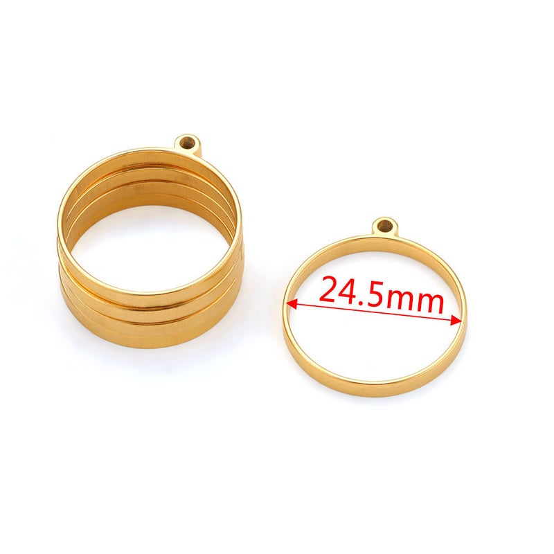 Stainless Steel Polished Geometry Pendant DIY Frame Gold-round [single about 1.62g]] 