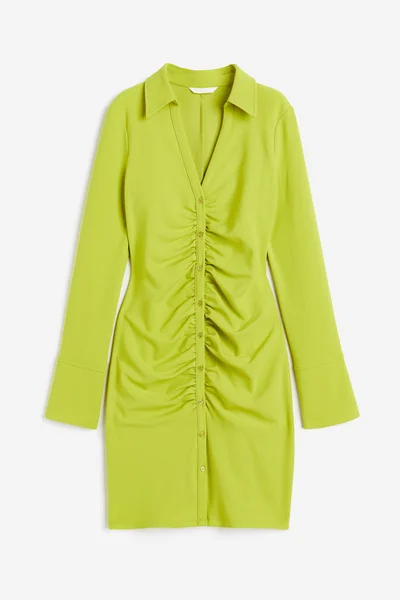 H&M Ruched Detail Button Down Shirt Dress