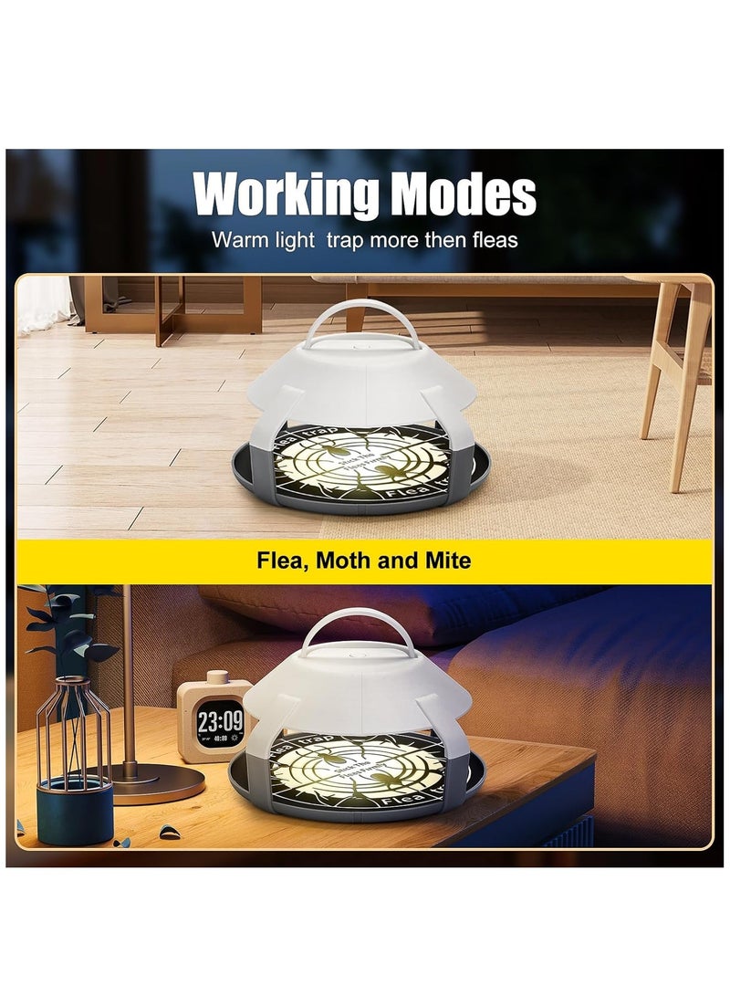 Indoor Flea Trap 2-Pack, Upgraded Electric Flea Traps with LED Light, Cordless Design for Home Use, Includes 8 Sticky 6.5” Disc Refills for Effective Flea Infestation Control. - Image 5