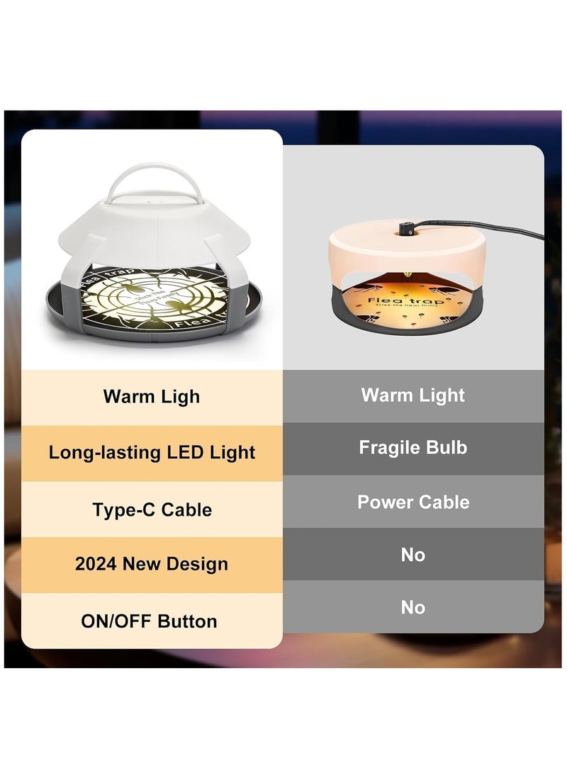 Indoor Flea Trap 2-Pack, Upgraded Electric Flea Traps with LED Light, Cordless Design for Home Use, Includes 8 Sticky 6.5” Disc Refills for Effective Flea Infestation Control. - Image 3