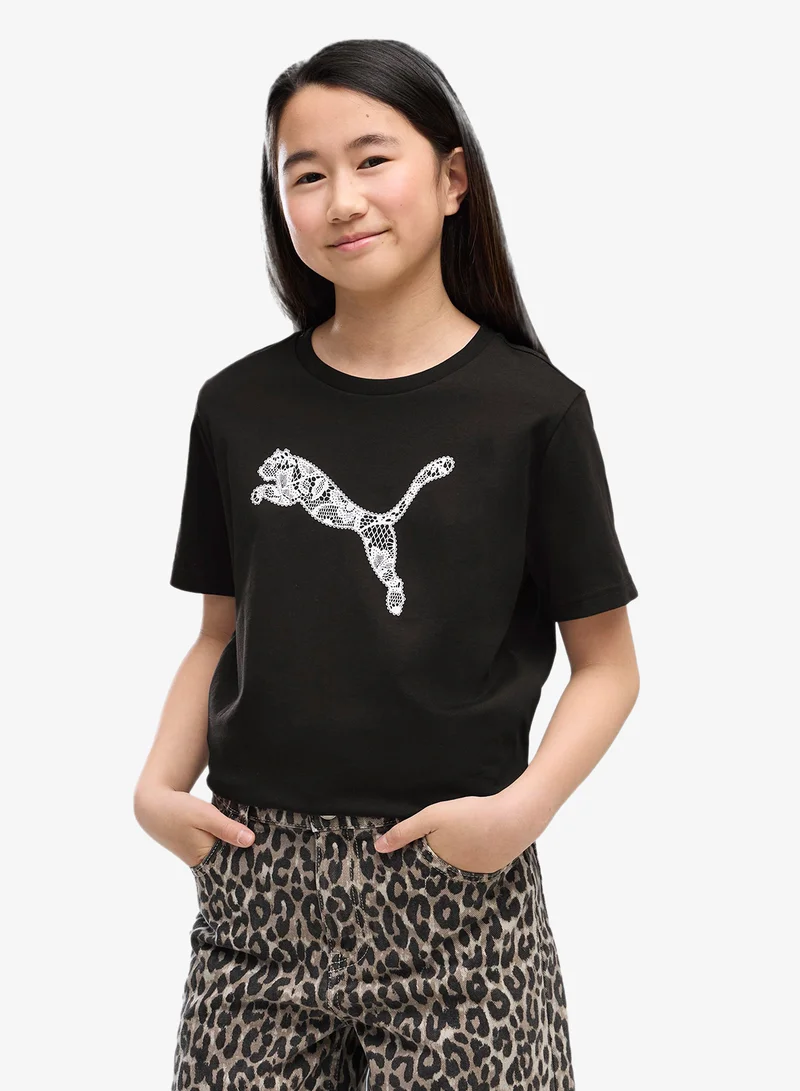 Youth Graphic Lace Cat T-Shirt