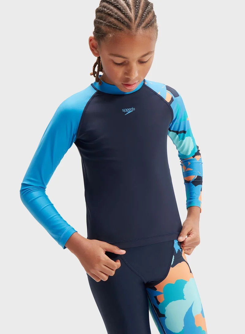 speedo Kids Printed Rash Guard T-Shirt