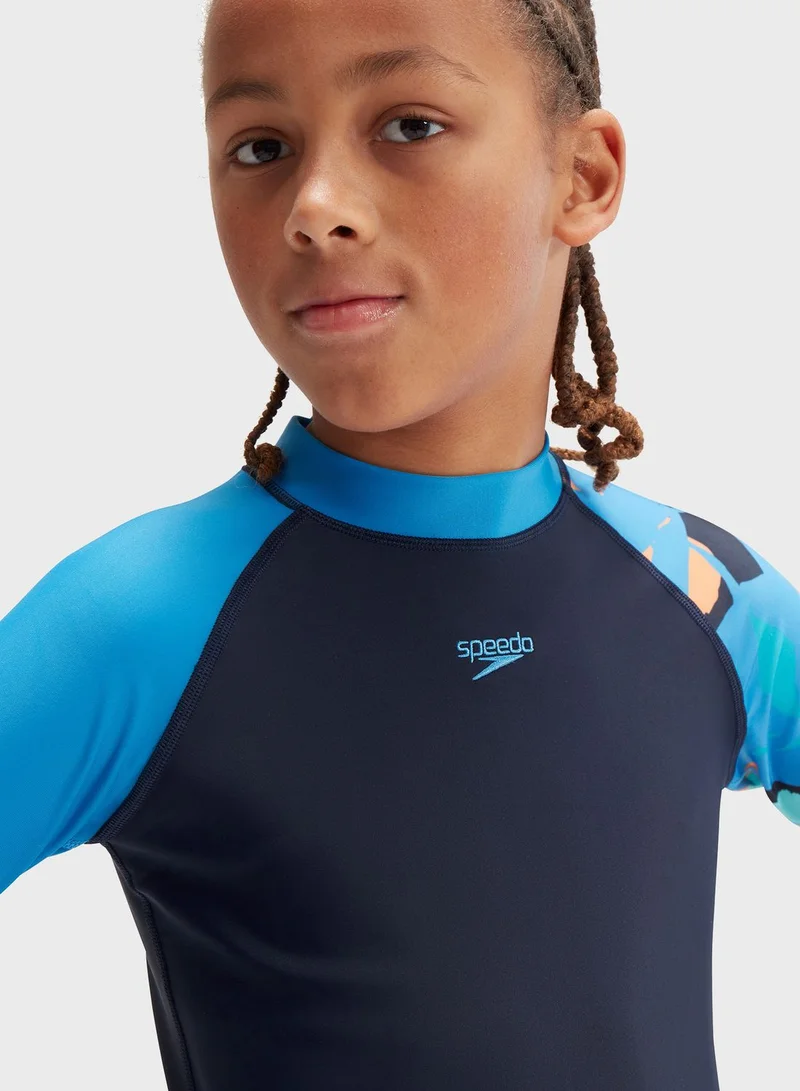 speedo Kids Printed Rash Guard T-Shirt