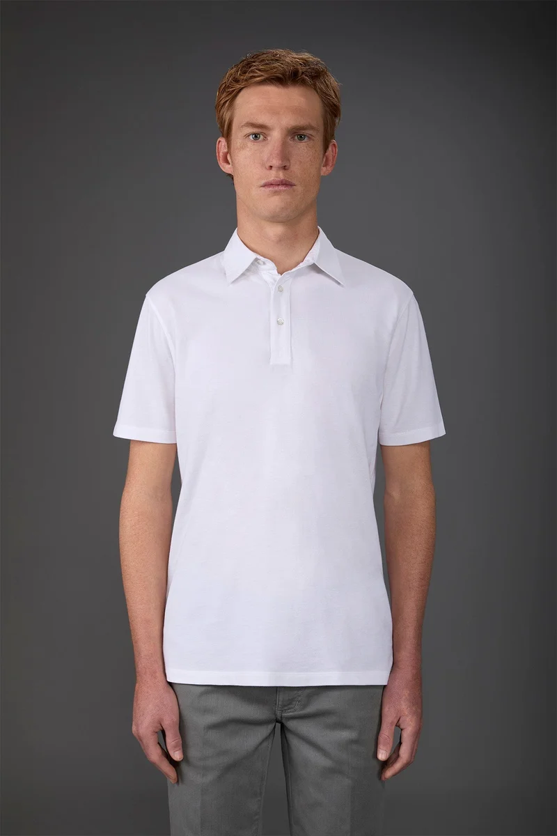 Doppelganger Men's short-sleeved polo shirt in cotton pique - White