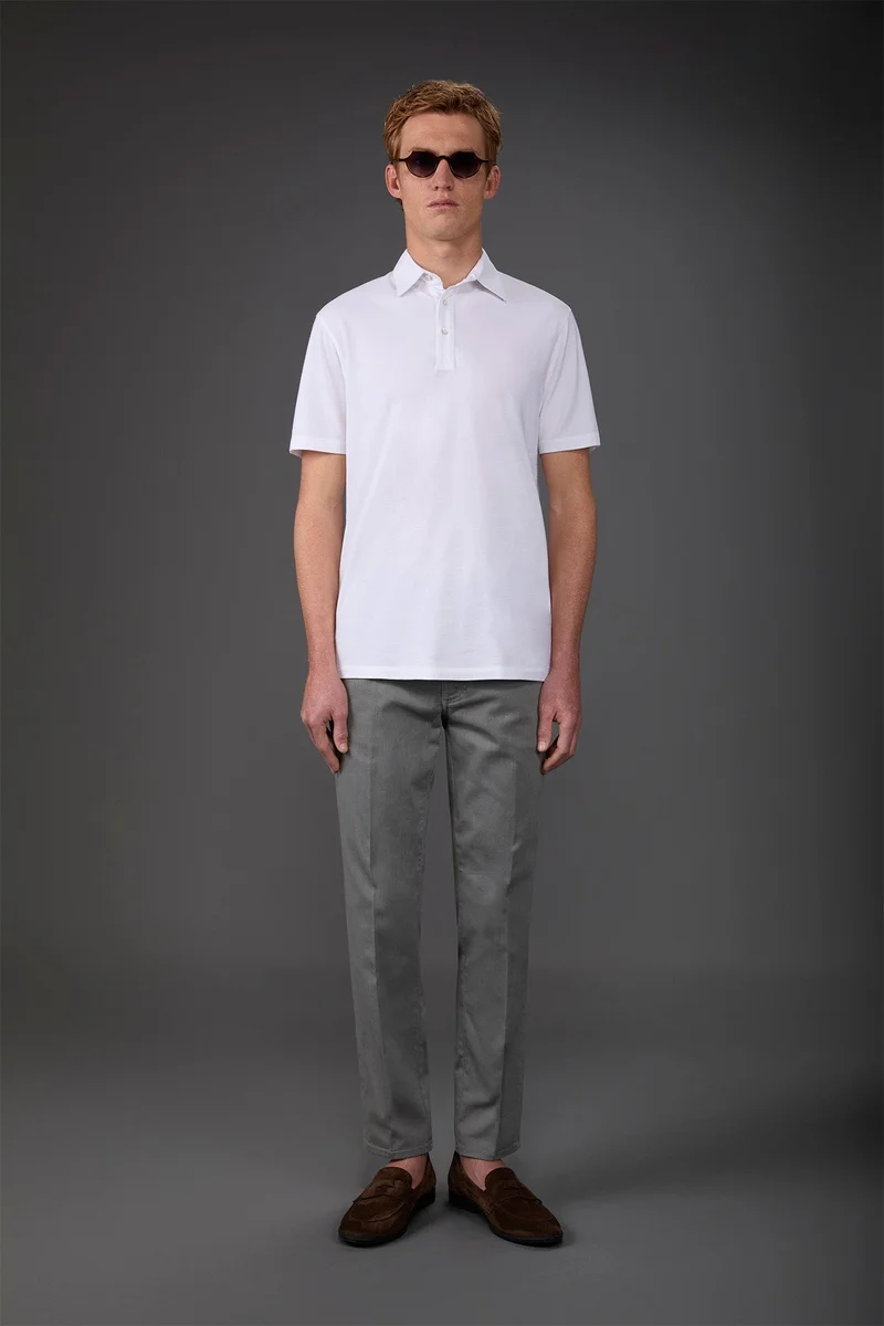 Doppelganger Men's short-sleeved polo shirt in cotton pique - White
