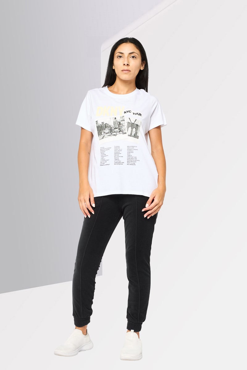 DKNY Women Sportswear Fit Short Sleeve Outdoor T-Shirt, White - Image 2