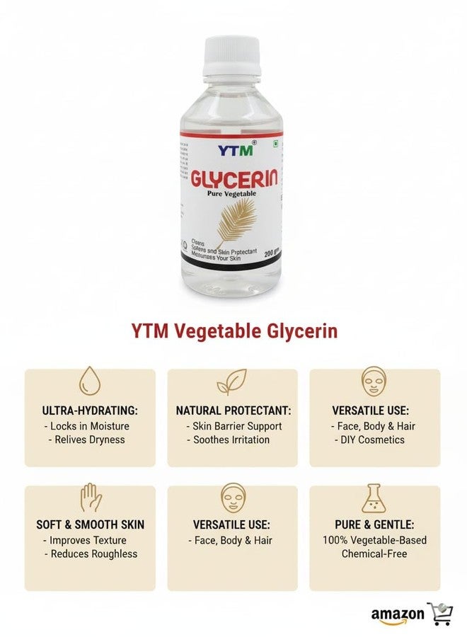 YTM 100% Vegan Pure Glycerin 400 gm (200 gm X 2) Liquid Glycerine for Face, Vegetable Glycerine, Pure Skin Organic Ingredients, Food & Hypoallergenic Moisturizer And Skin Cleanser - Image 4