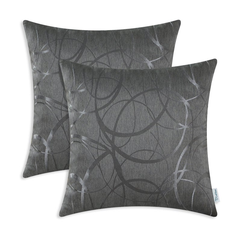 CaliTime CaliTime Throw Pillow Covers Pack of 2 Modern Shining & Dull Contrast Circles Rings Accent Geometric Cushion Cases Shells for Couch Sofa Home Decor 20 X 20 Inches Grey  - Image 1