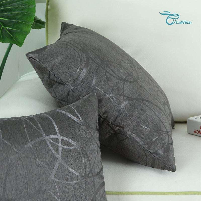 CaliTime CaliTime Throw Pillow Covers Pack of 2 Modern Shining & Dull Contrast Circles Rings Accent Geometric Cushion Cases Shells for Couch Sofa Home Decor 20 X 20 Inches Grey  - Image 5