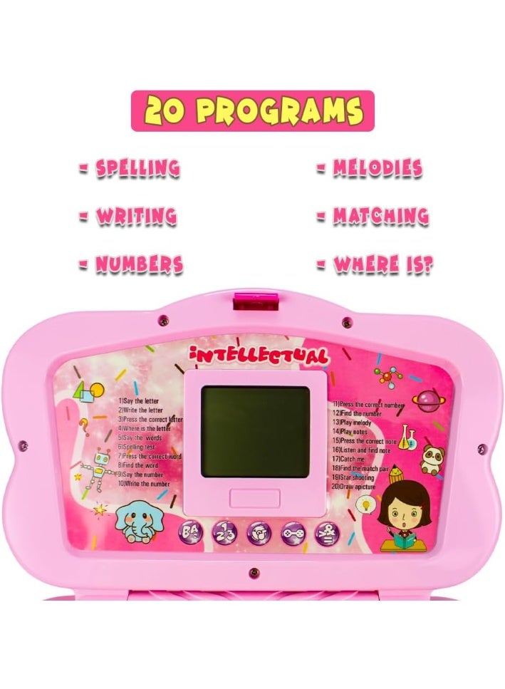 UKR Learning Laptop Toy Educational 20 Activities Electronic Learning Computer for Kids Interactive Toys for Toddlers Preschool Fun Early Education STEM Toys (Pink) - Image 2
