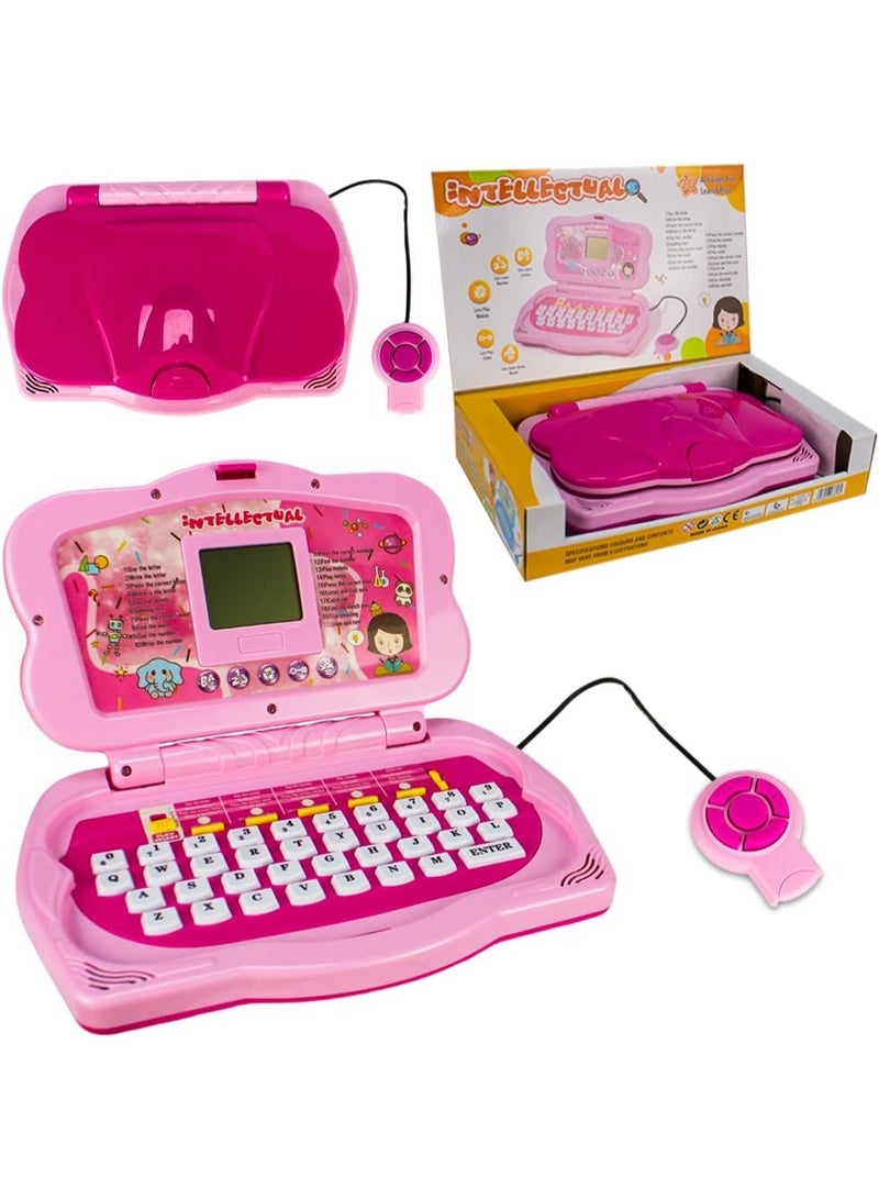 UKR Learning Laptop Toy Educational 20 Activities Electronic Learning Computer for Kids Interactive Toys for Toddlers Preschool Fun Early Education STEM Toys (Pink) - Image 1
