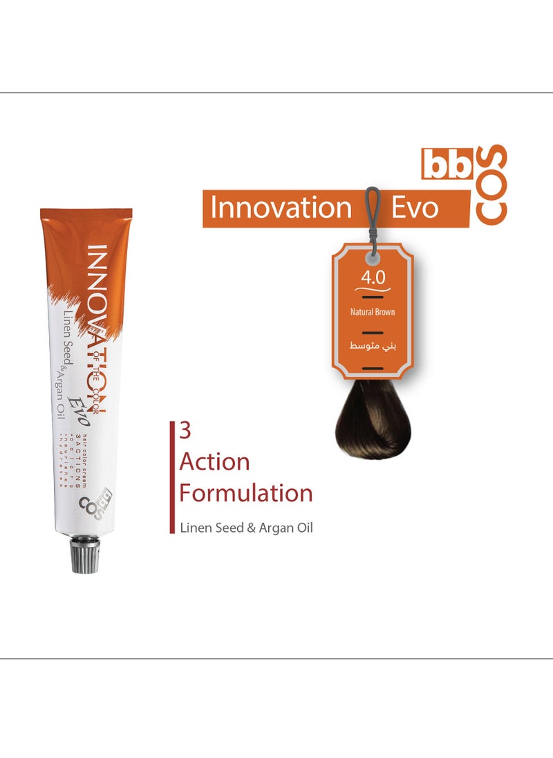 bbcos Innovation Hair Color 100 ml- 4.0 