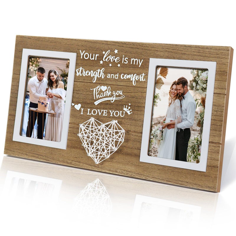 ZEEYUAN 4x6 Picture Frame Valentines Day Photos Gifts for Wife Women Mens, Personalized Anniversary Wedding Gifts for Couples Photo Frame, Mr & Mrs Love Photo Frames Bridal Shower Gift for Bride Newlyweds - Image 1
