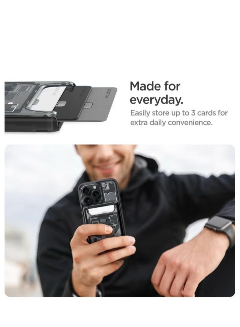 Spigen Ultra Hybrid (MagFit) Magnetic MagSafe Wallet Card Holder [3-4 Cards] for iPhone 16 Pro Max / 16 Pro / 16 Plus / 16 / iPhone 15/14/13/12 series - Zero One - Image 4