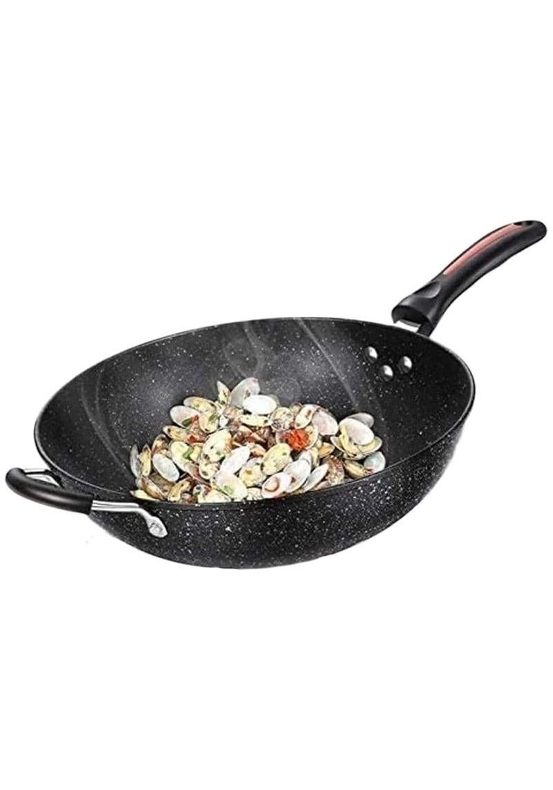 طاسة قلي عميقة مقاس 32 سم، جرانيت اسود بـ 2 مقبض، - Image 1