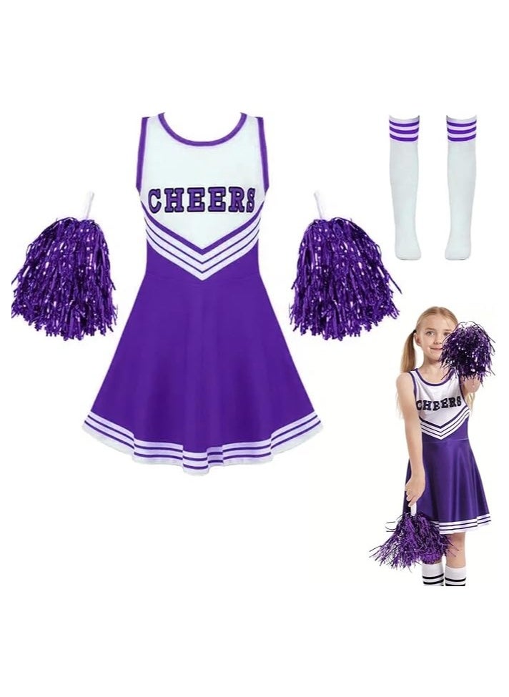 Home Smart Home Smart Cheerleading Costume for Girls School Girls Outfit Uniform Fancy Dresses with Pom Cheerleader Costume For Girls  - Image 1