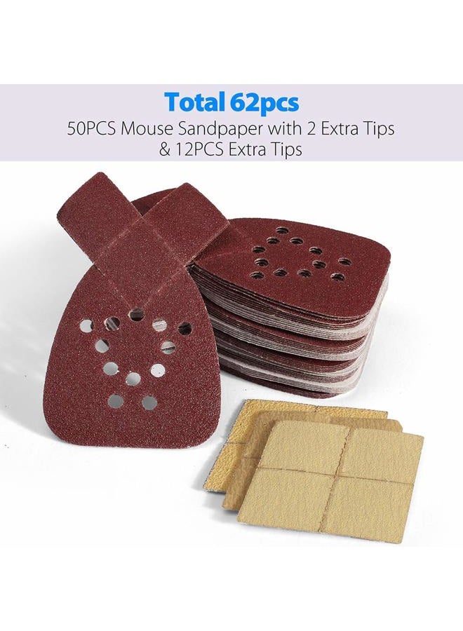 LotFancy Sanding Sheets for Black and Decker Mouse Sanders, 50PCS 60 80 120 150 220 Grit Sandpaper Assortment with Extra Tips for Replacement, 12 Holes Hook and Loop Detail Sander Sanding Pads Sand Paper - Image 3