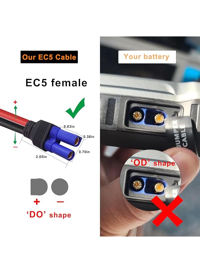 Generic Car Jump Starter Cable Battery Clamps - Ec5 Connector To Aligator Clips Extension Cord 10Awg Wire 12V Replacement Charge Cable For Emergency Portable Battery  - Image 3