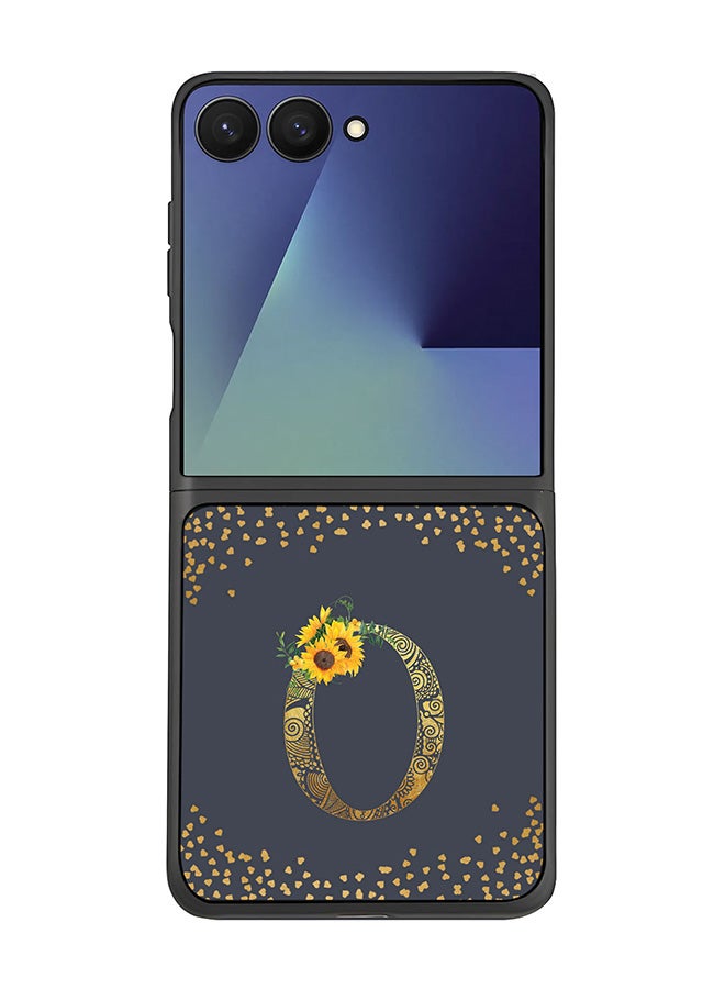 Stylizedd For Samsung Galaxy Z Flip7 Case,Slim fit Camera Protection, Shockproof Thin Phone cover  - Custom Floral Monogram - O  (Grey )