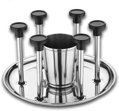 sba prime Glass and Spoon Super for 6 Glasses and Cutlery Glass Stand Steel Plastic Glass Holder - Image 1