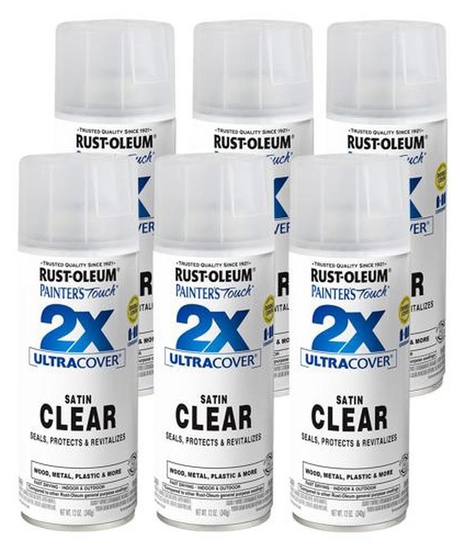 RUST-OLEUM 249845-6PK Painter's Touch 2X Ultra Cover Spray Paint, 12 oz, Satin Clear, 6 Pack - Image 1