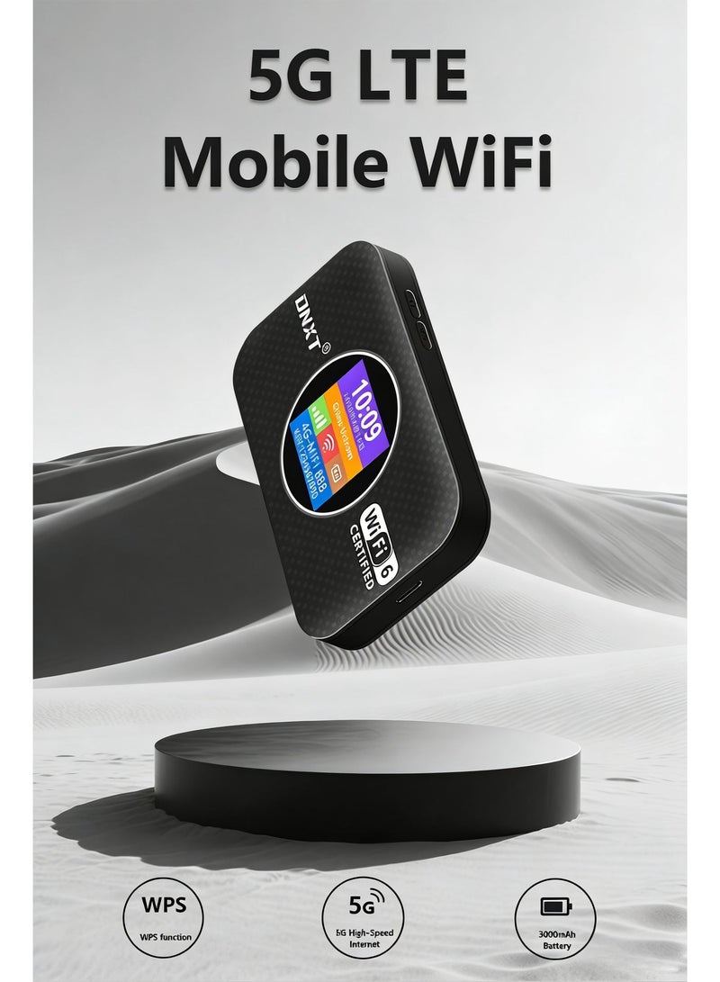 كلوزيلي راوتر واي فاي محمول 4G، راوتر CPE، Pocket WiFi، مودم لاسلكي LTE، WiFi 6، توصيل وتشغيل فوري، بطارية 3000mAh، شاشة عرض الوقت والبطارية، اتصال WPS بلمسة واحدة، تشفير WPA/WPA2، إشارة قوية، يدعم حتى 12 جهاز، مناسب للسفر والاستخدام المنزلي (أسود) - Image 5