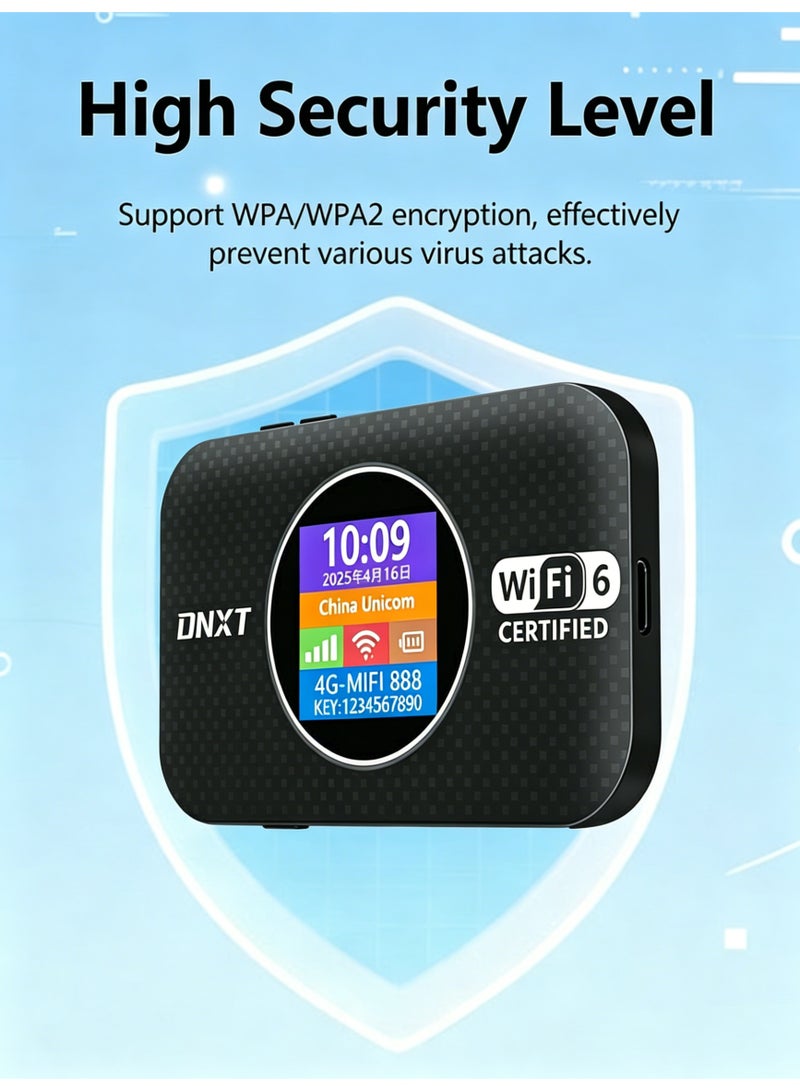 Closeli Mobile 4G WiFi Router, CPE Router,Pocket WiFi,Portable Wireless Modem, WiFi 6, LTE Wireless Modem, Plug & Play, 3000mAh Battery, Battery & Time Display, WPA/WPA2 Security, One-Touch WPS Connection,Strong Signal, Up to 12 Devices, for Travel & Home Use(Black) - Image 5