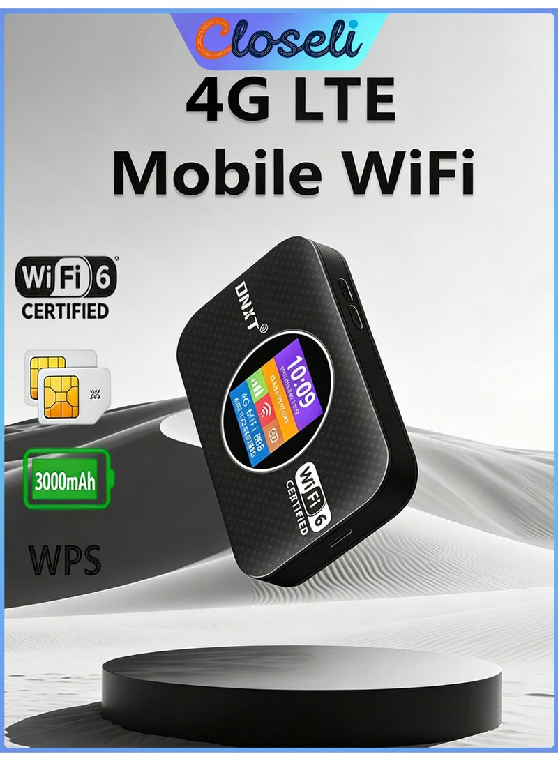 كلوزيلي راوتر واي فاي متنقل 4G، راوتر CPE لاسلكي محمول، Pocket WiFi، مودم LTE لاسلكي، يدعم شريحة SIM، يدعم شريحة 5G SIM، WiFi 6 عالي السرعة، تشغيل فوري Plug & Play، بطارية 3000mAh، عرض مستوى البطارية والوقت، اتصال WPS بلمسة واحدة، تشفير أمان WPA/WPA2، إشارة قوية وثابتة، تغطية واسعة، يدعم حتى 12 جهازًا، مناسب للسفر والمنزل والمكتب والاستخدام الخارجي - Image 1