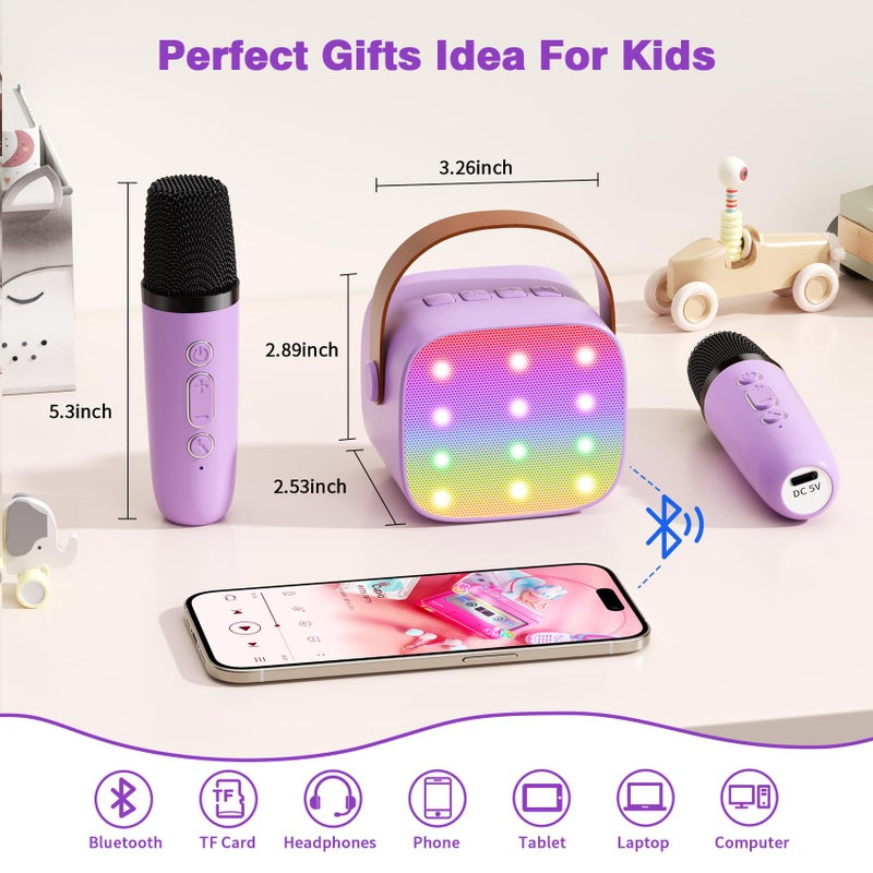 voijump Mini Karaoke Machine with 2 Wireless Microphones, 2026 TOP Kids Portable Bluetooth Karaoke Machine for 3, 4, 5, 6, 7, 8, 9,10,11,12+Year Old, Christmas Birthday Gifts for Girls Boys Adults Home Party - Image 3