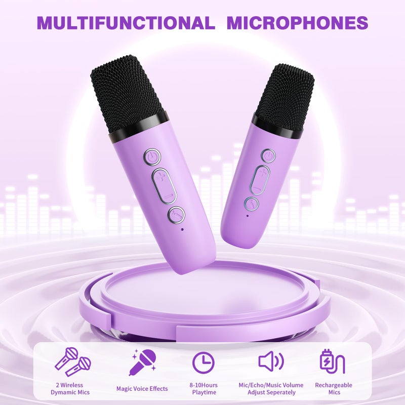 voijump Mini Karaoke Machine with 2 Wireless Microphones, 2026 TOP Kids Portable Bluetooth Karaoke Machine for 3, 4, 5, 6, 7, 8, 9,10,11,12+Year Old, Christmas Birthday Gifts for Girls Boys Adults Home Party - Image 4