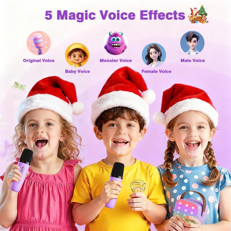 voijump Mini Karaoke Machine with 2 Wireless Microphones, 2026 TOP Kids Portable Bluetooth Karaoke Machine for 3, 4, 5, 6, 7, 8, 9,10,11,12+Year Old, Christmas Birthday Gifts for Girls Boys Adults Home Party - Image 2
