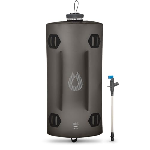 HydraPak Seeker Collapsible Camping Water Storage 10L BPA PVC Free Hydration Reservoir Bag Leak Proof Mammoth Grey - Image 1