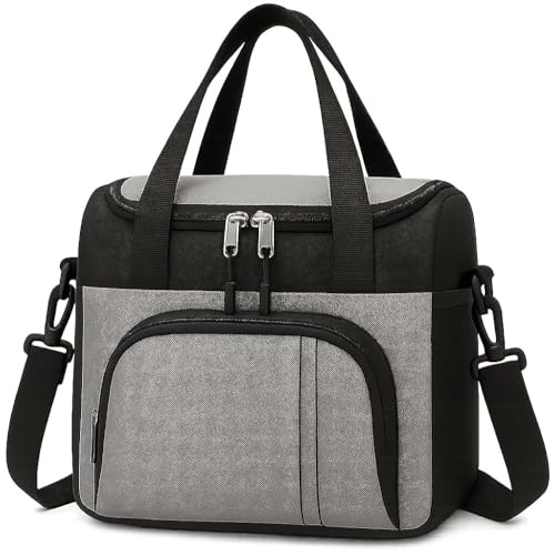 serveuttam Lunch Box Bag for Men Women - Office Lunchbox Insulated for Travel | Reusable Bag for Men | Tote Bag (Grey Black) - Image 1